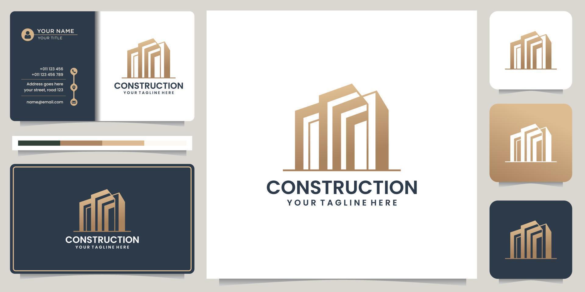 modèle de conceptions de logo de construction moderne, conceptions de logo de construction, concept, forme géométrique, inspiration. vecteur