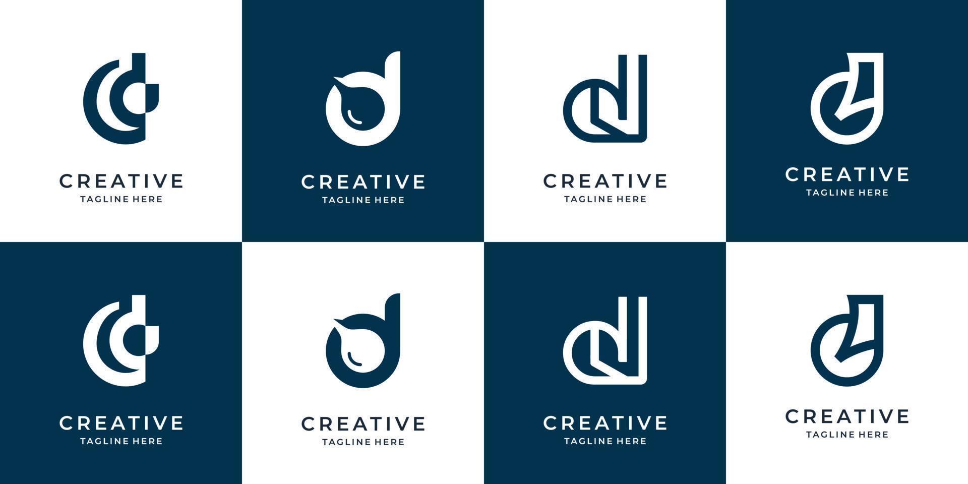 modèle de conception de lettre d de bundle créatif. logo monogramme d inspiration pour entreprise, identité. vecteur