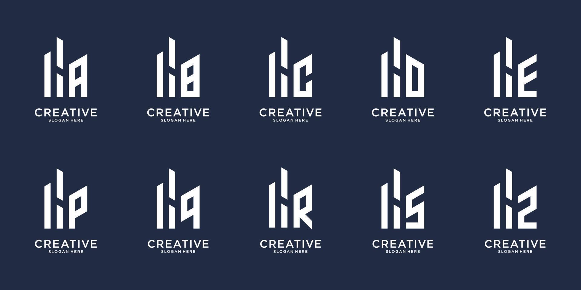 lettre bâtiment h négatif avec modèle de conception de logo lettre a à z. monogramme créatif de collection pour entreprise. vecteur premium