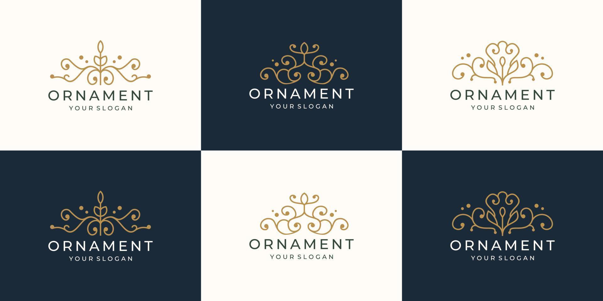 collection de conception de logo d'ornement. définir l'inspiration du logo ornemental de style linéaire de luxe créatif. vecteur