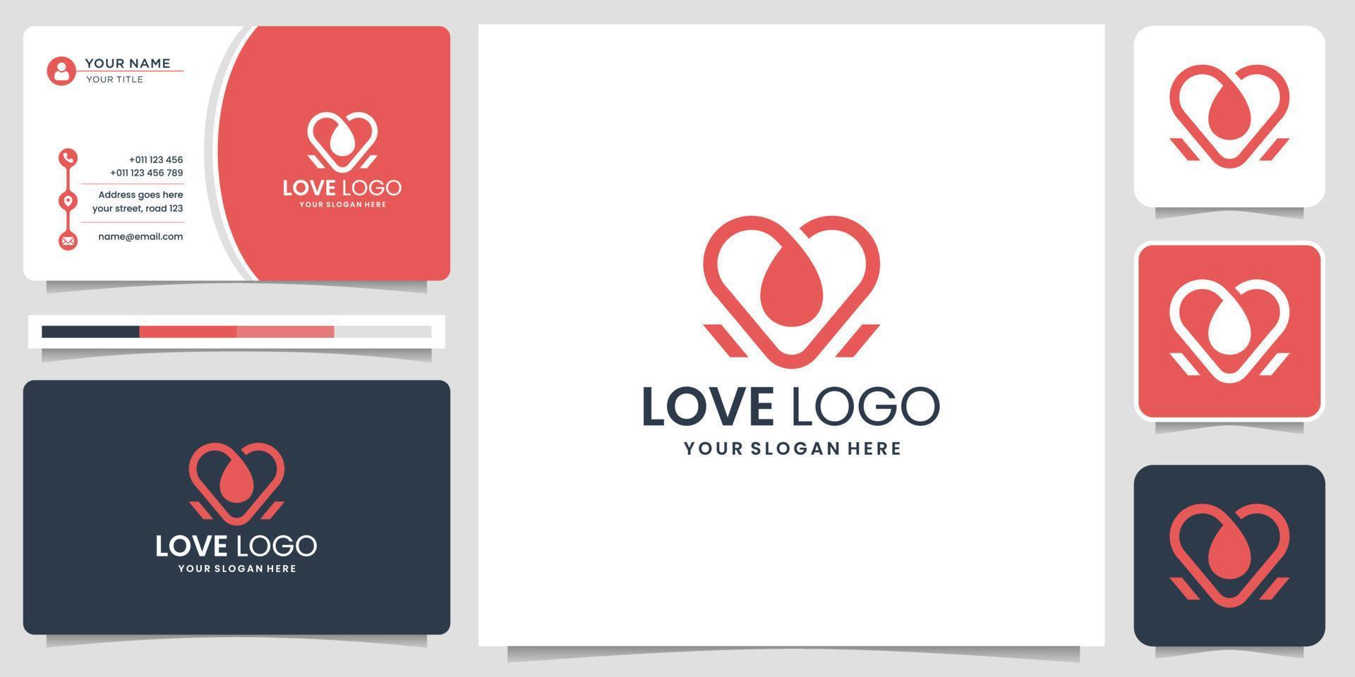 concept de ligne créative de logo d'amour d'inspiration minimale pour les entreprises de design de mode et de carte de visite vecteur