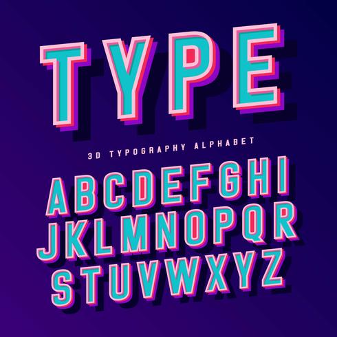 Alphabet de typographie 3D vecteur