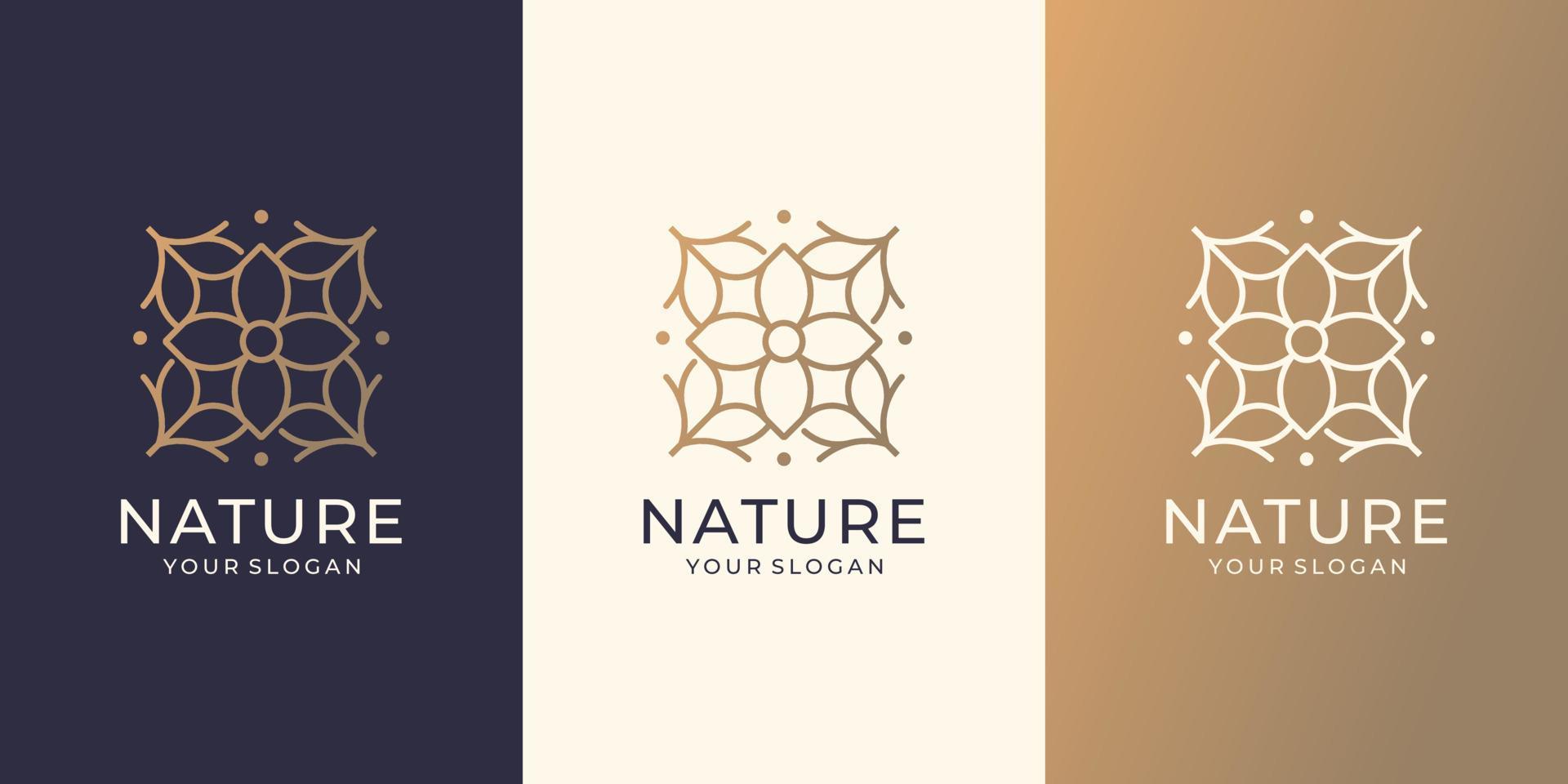 ensemble de conception de logo de nature abstraite. fleur rose logo de spa naturel pour la mode, les soins de la peau, minimaliste. vecteur