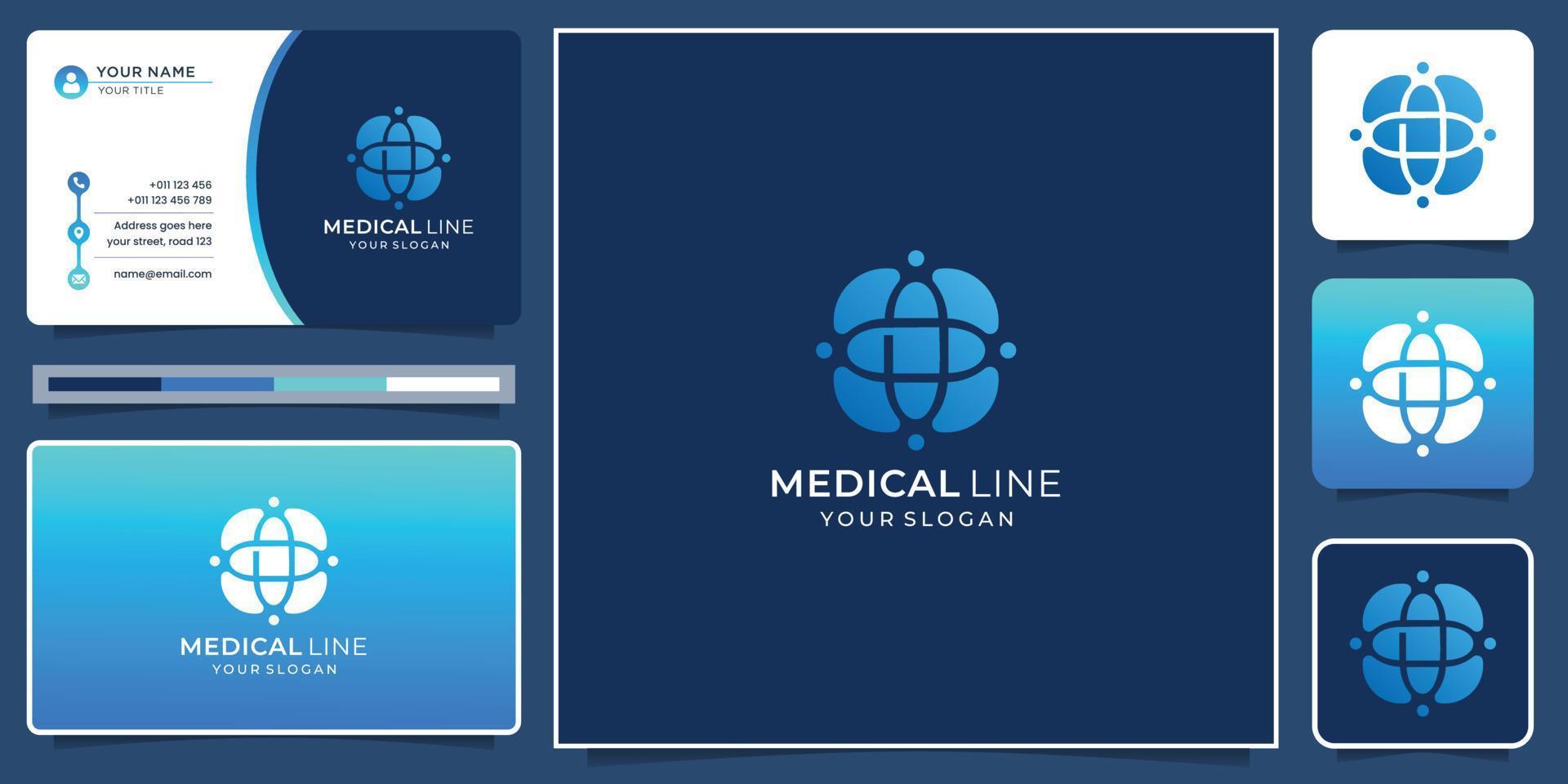création de logo médical avec modèle de carte de visite logo médical moderne, dégradé de couleur, inspiration. vecteur