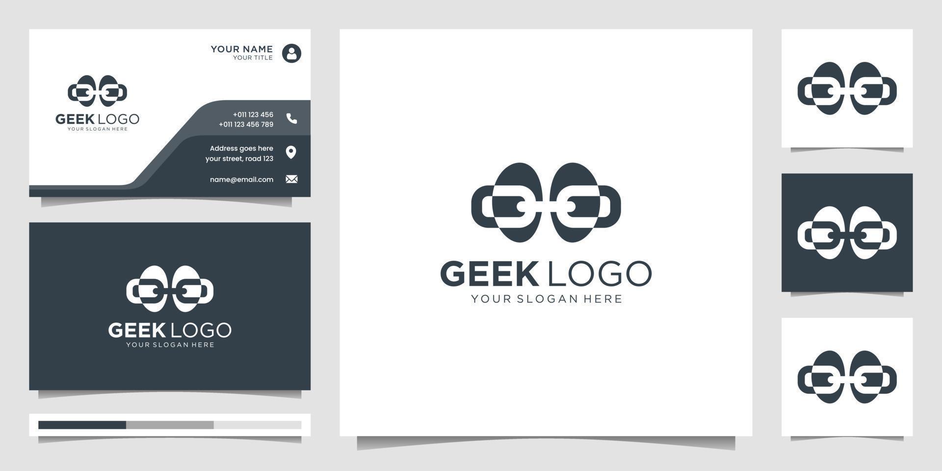 inspiration de logo geek avec style de conception de concept aveugle, logo geek unique, concept moderne de chaîne. vecteur