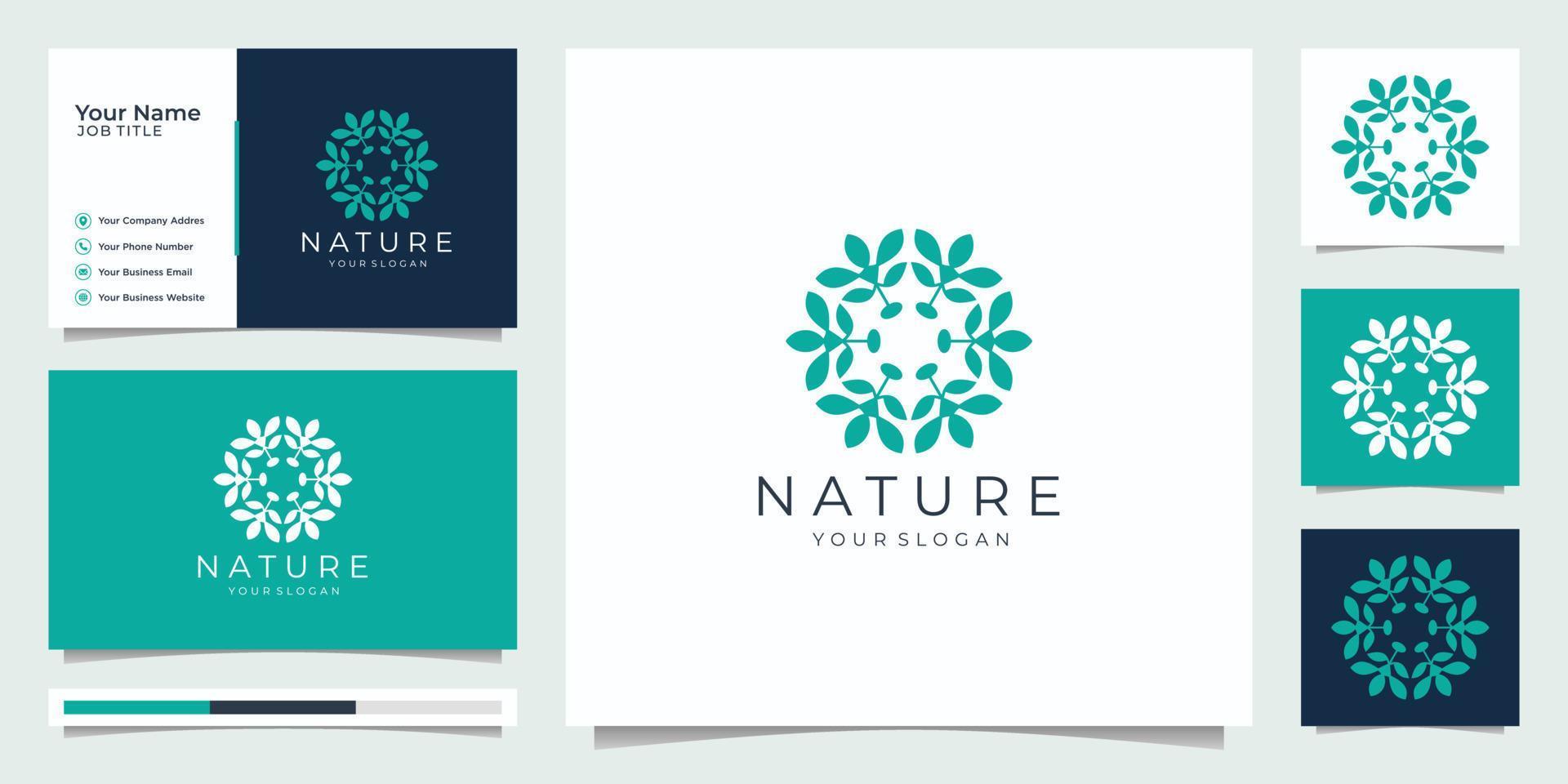 création de logo de fleur avec style d'art en ligne. les logos peuvent être utilisés pour le spa, le salon de beauté, la décoration, la boutique. et carte de visite. vecteur premium