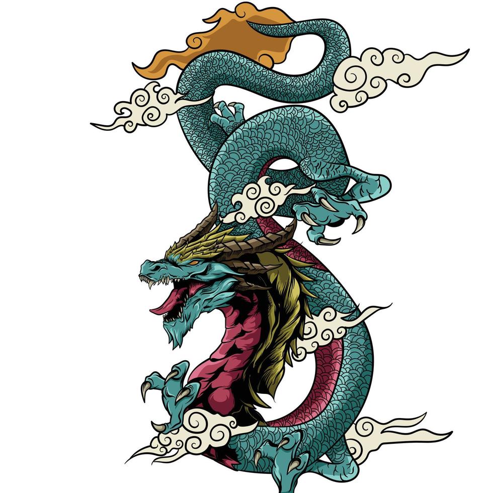 Dragon chinois. illustration de dragon asiatique vecteur
