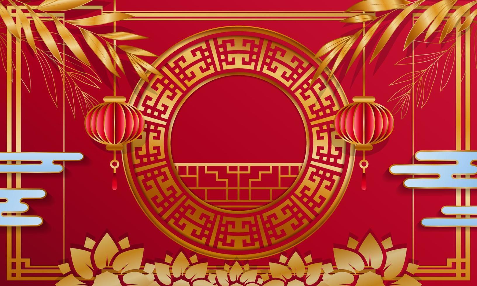 célébration du nouvel an chinois fond rouge élégant vecteur