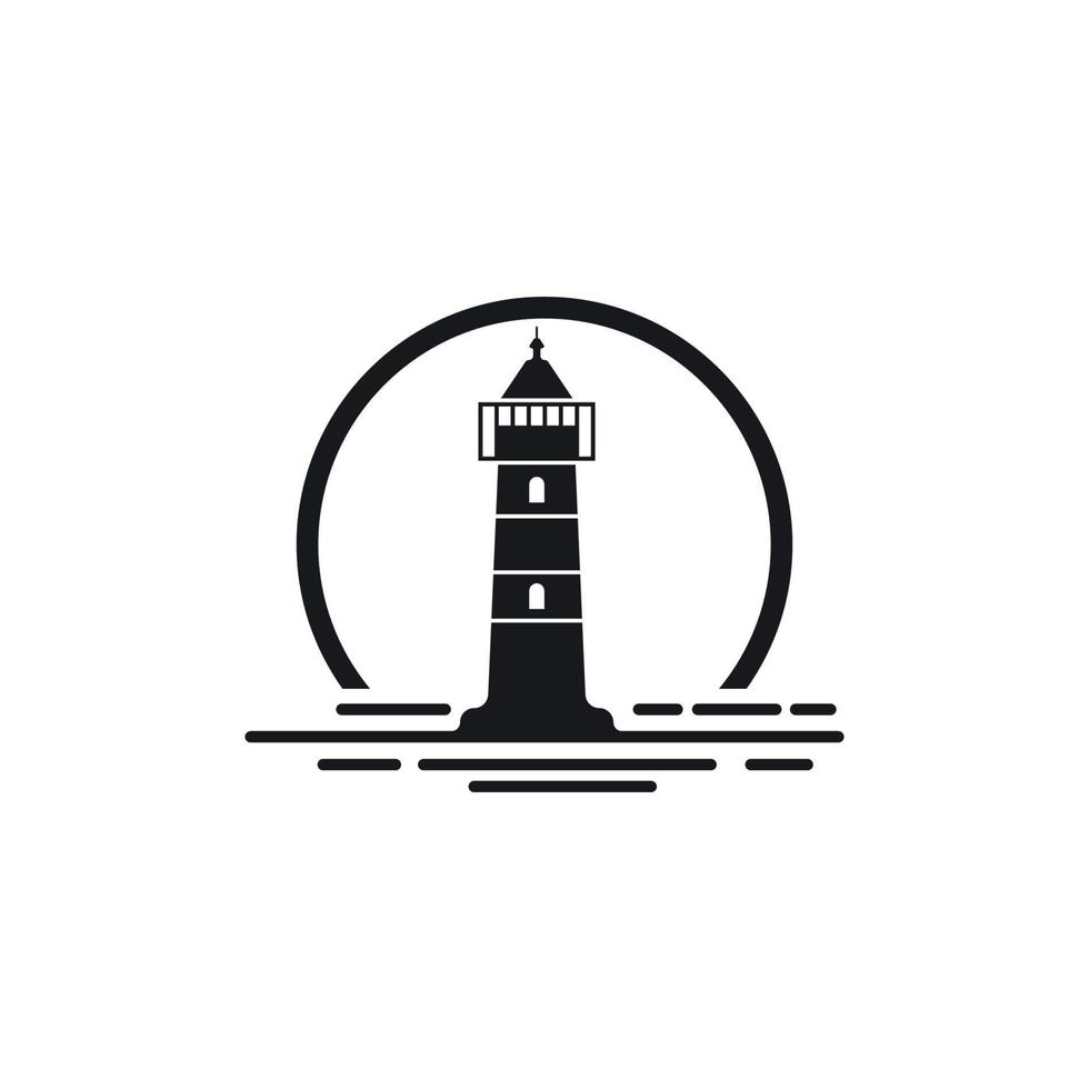 logo d'icône de phare et conception de tour de balise d'illustration vectorielle vecteur