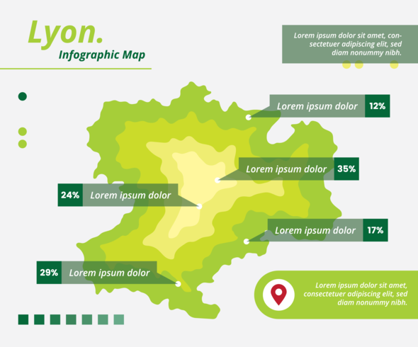 Carte infographique de Lyon vecteur