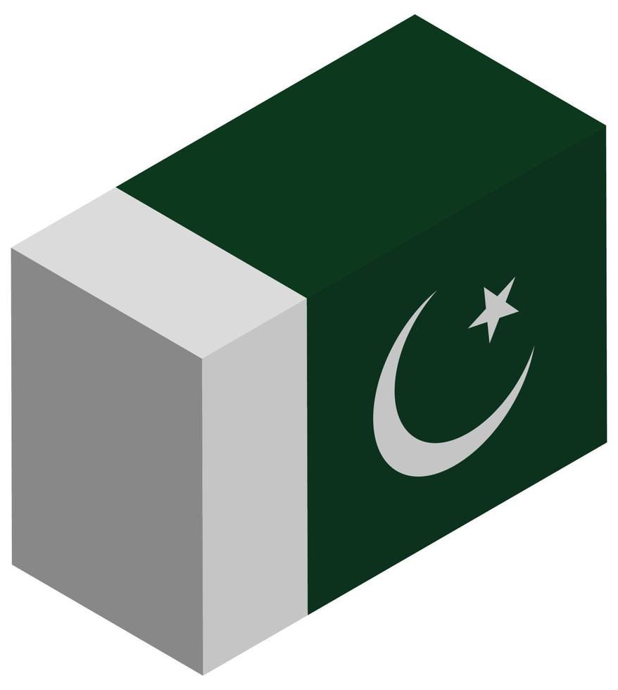 drapeau national du pakistan - rendu 3d isométrique. vecteur