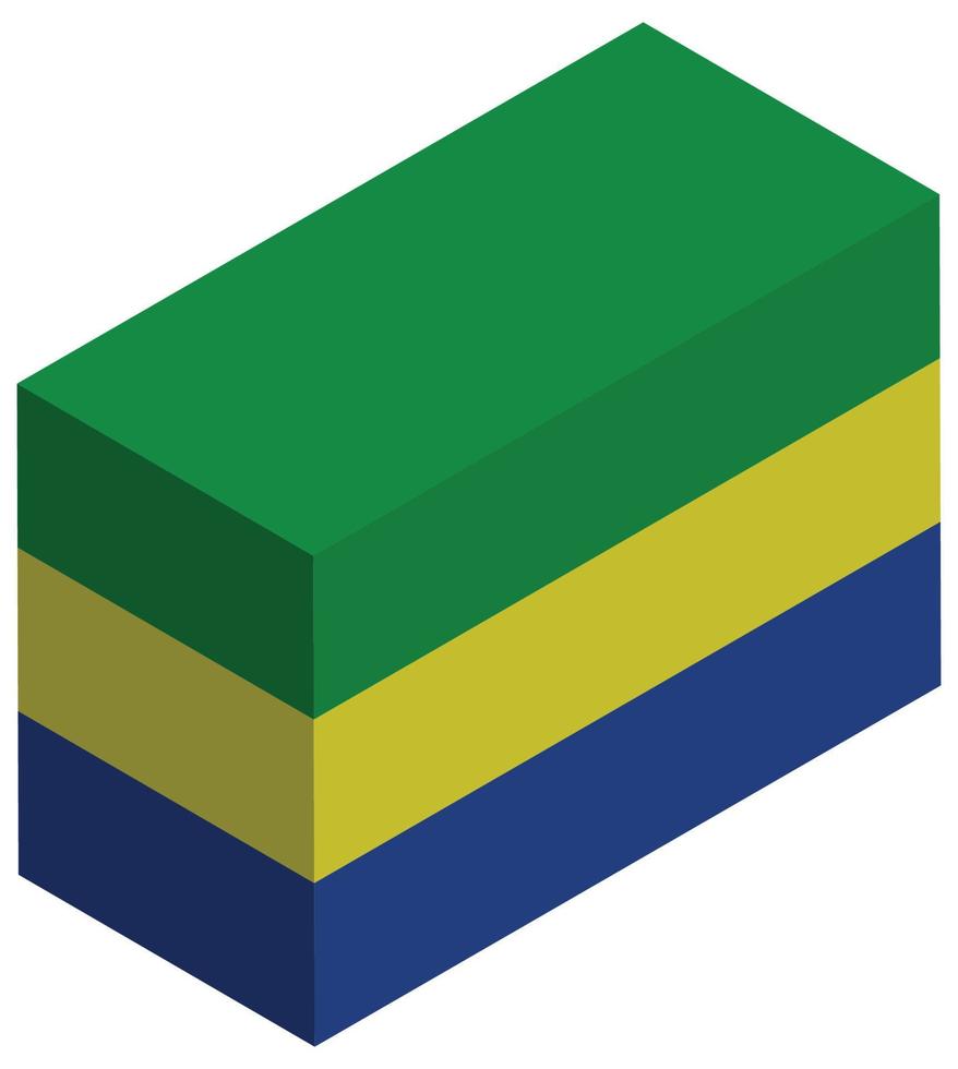 drapeau national du gabon - rendu 3d isométrique. vecteur