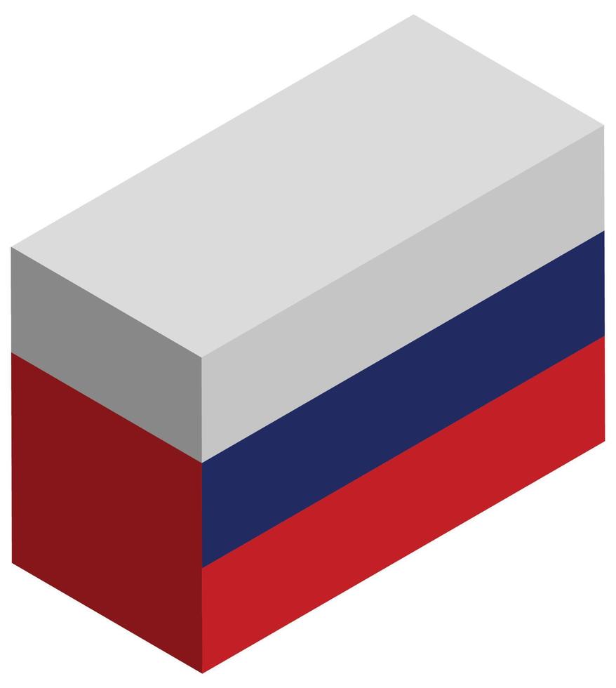 drapeau national de la russie - rendu 3d isométrique. vecteur