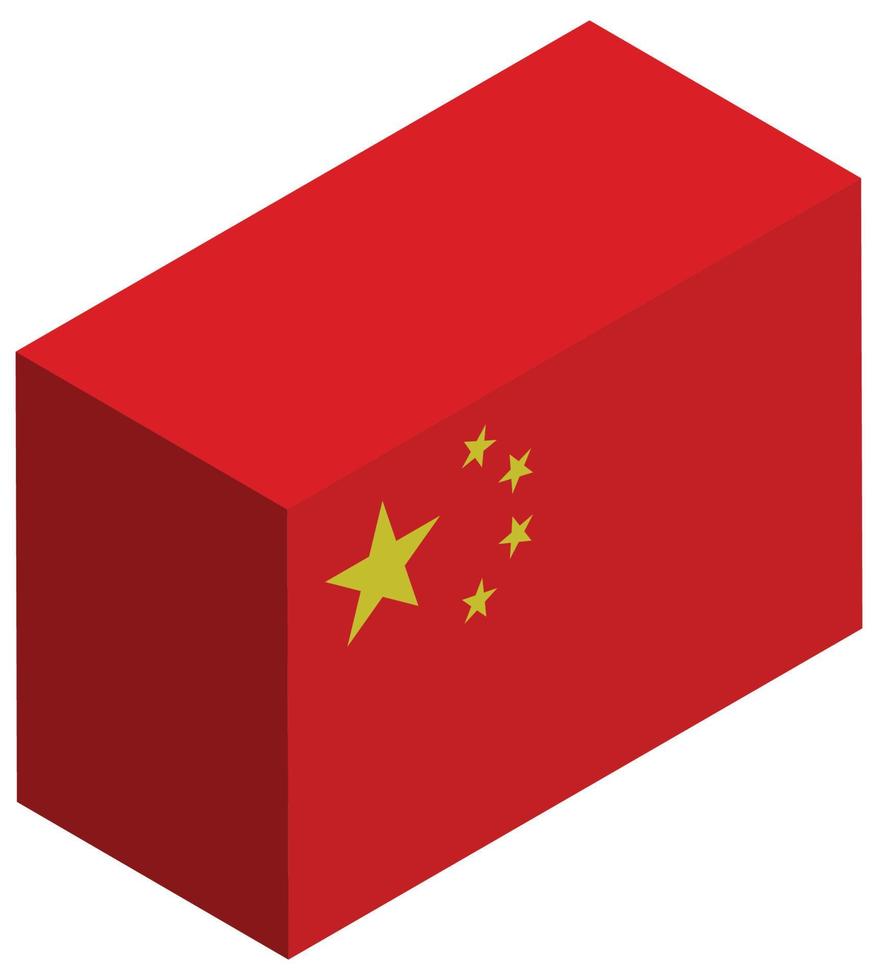 drapeau national de la chine - rendu 3d isométrique. vecteur