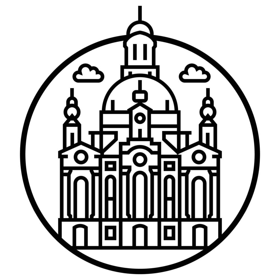 Bâtiment de renommée mondiale - Frauenkirche Dresde vecteur