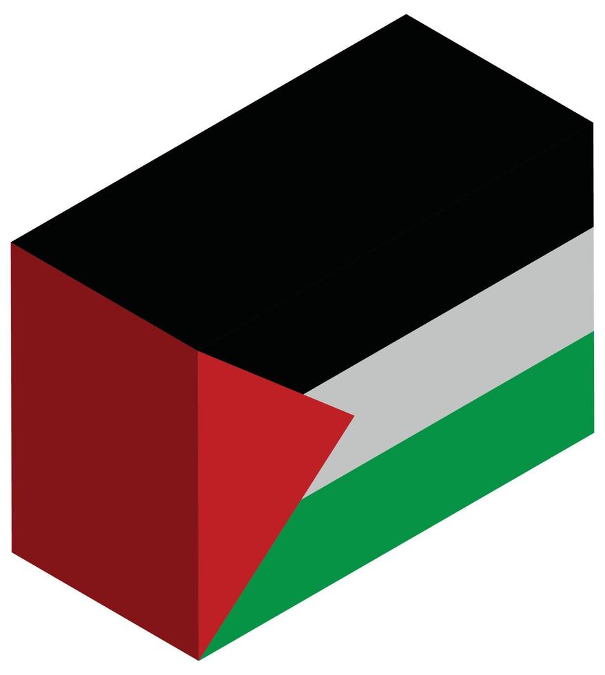 drapeau national de la palestine - rendu 3d isométrique. vecteur