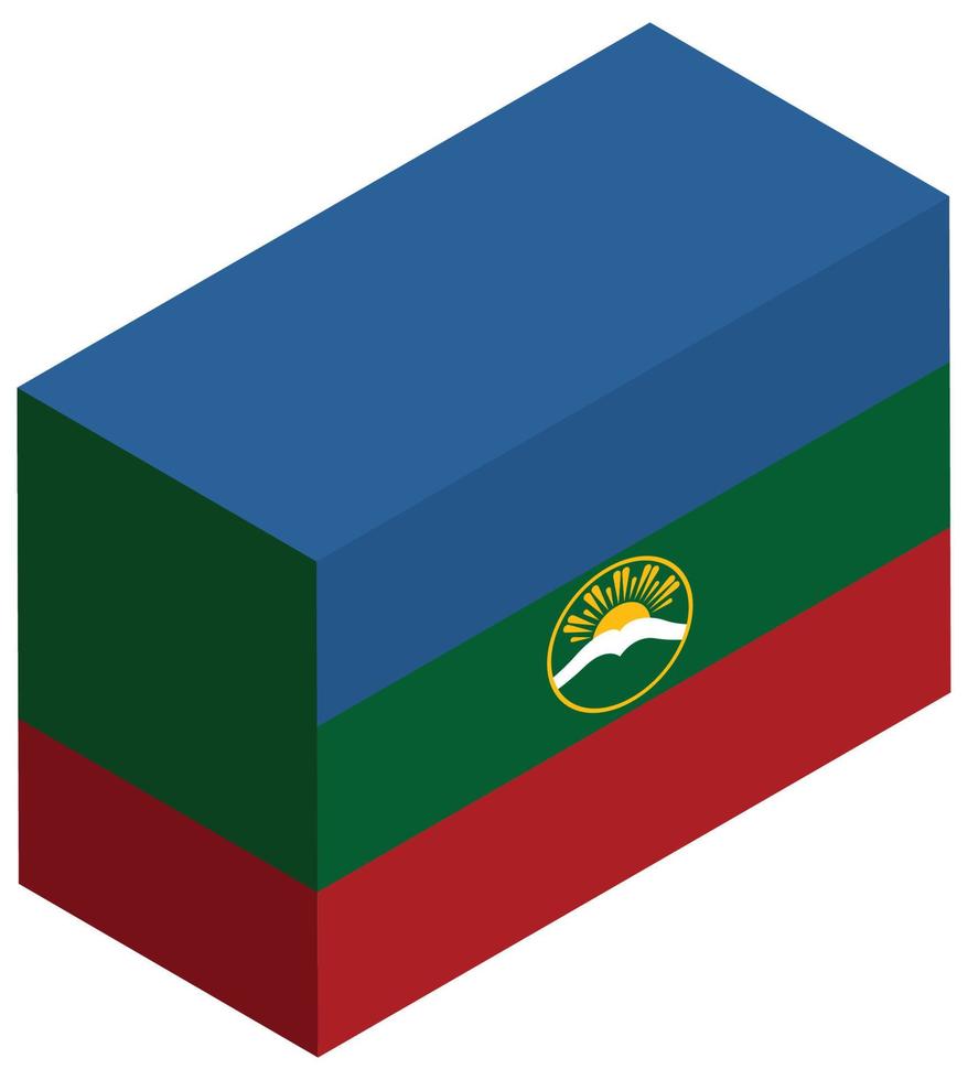 drapeau national de karatchay-cherkessia - rendu 3d isométrique. vecteur