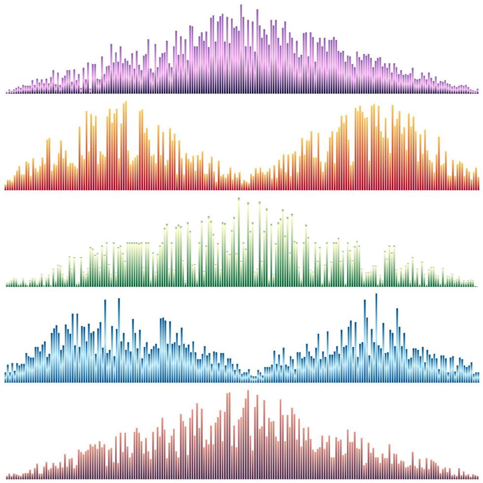 ensemble de vecteurs d'ondes sonores. égaliseur audio. ondes sonores et audio isolées sur fond blanc. vecteur