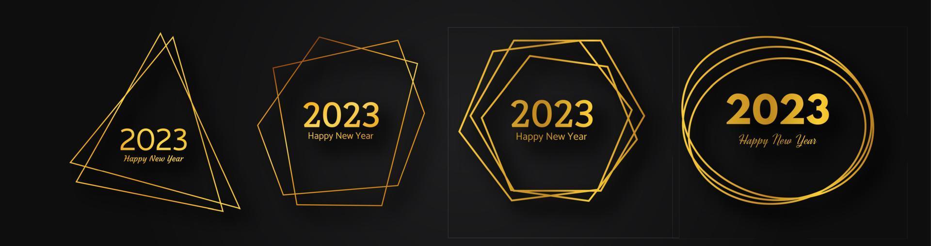 2023 bonne année or fond polygonal géométrique vecteur