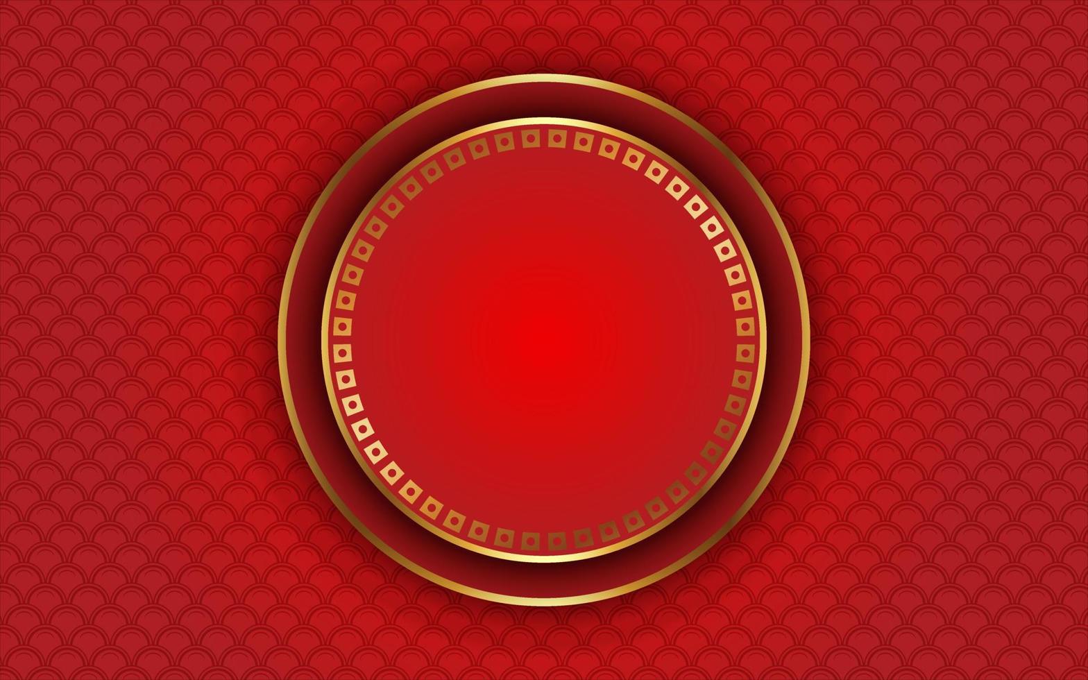 motif rouge chinois avec fond de cadre de cercle vecteur