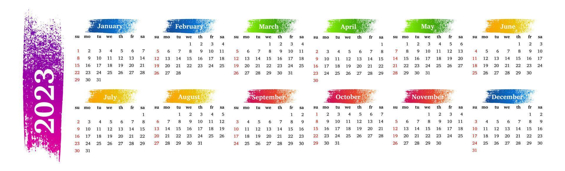 calendrier pour 2023 isolé sur fond blanc vecteur