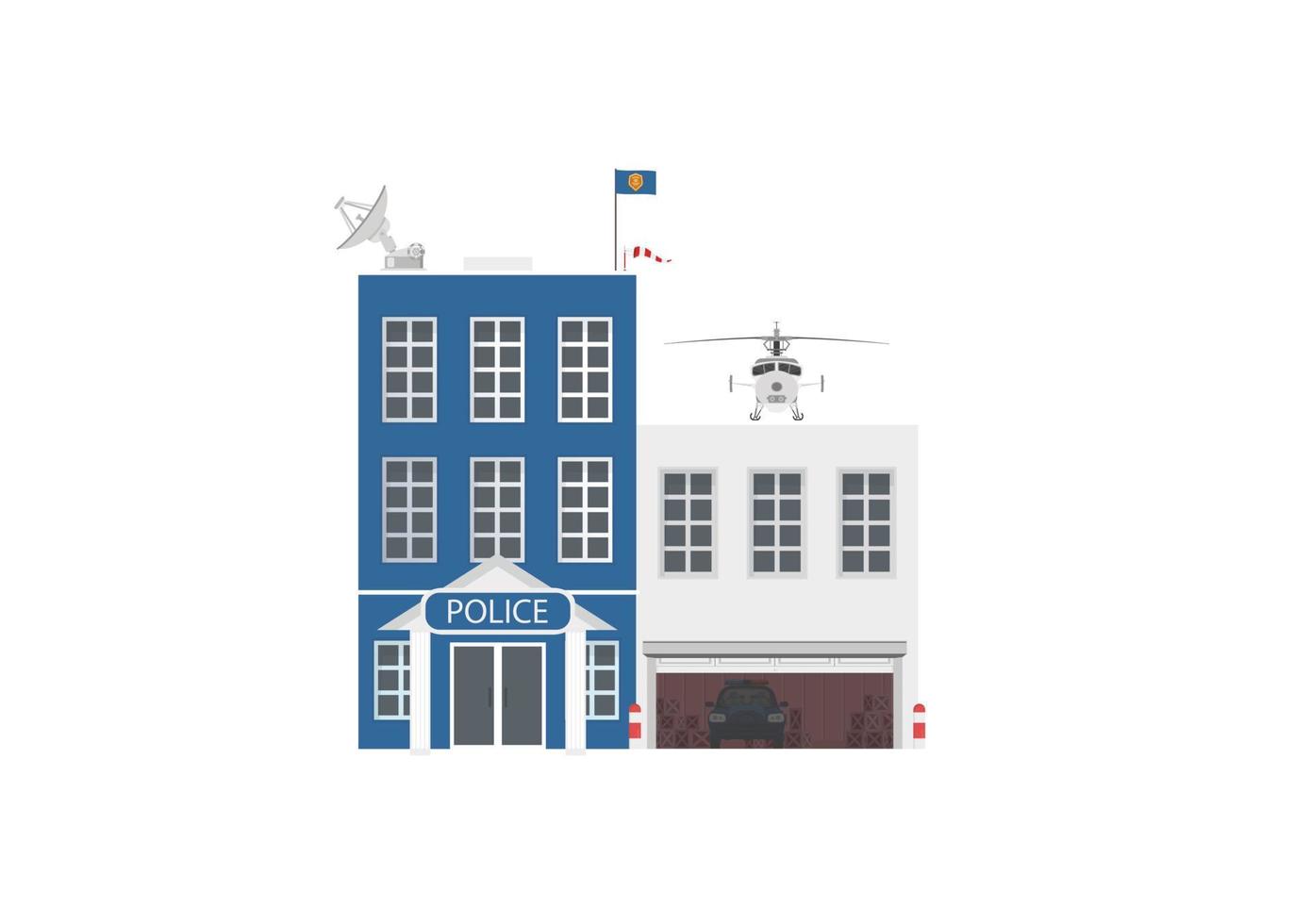 jeu d'icônes vectorielles ou éléments infographiques représentant des bâtiments de police low poly pour l'illustration de la ville vecteur