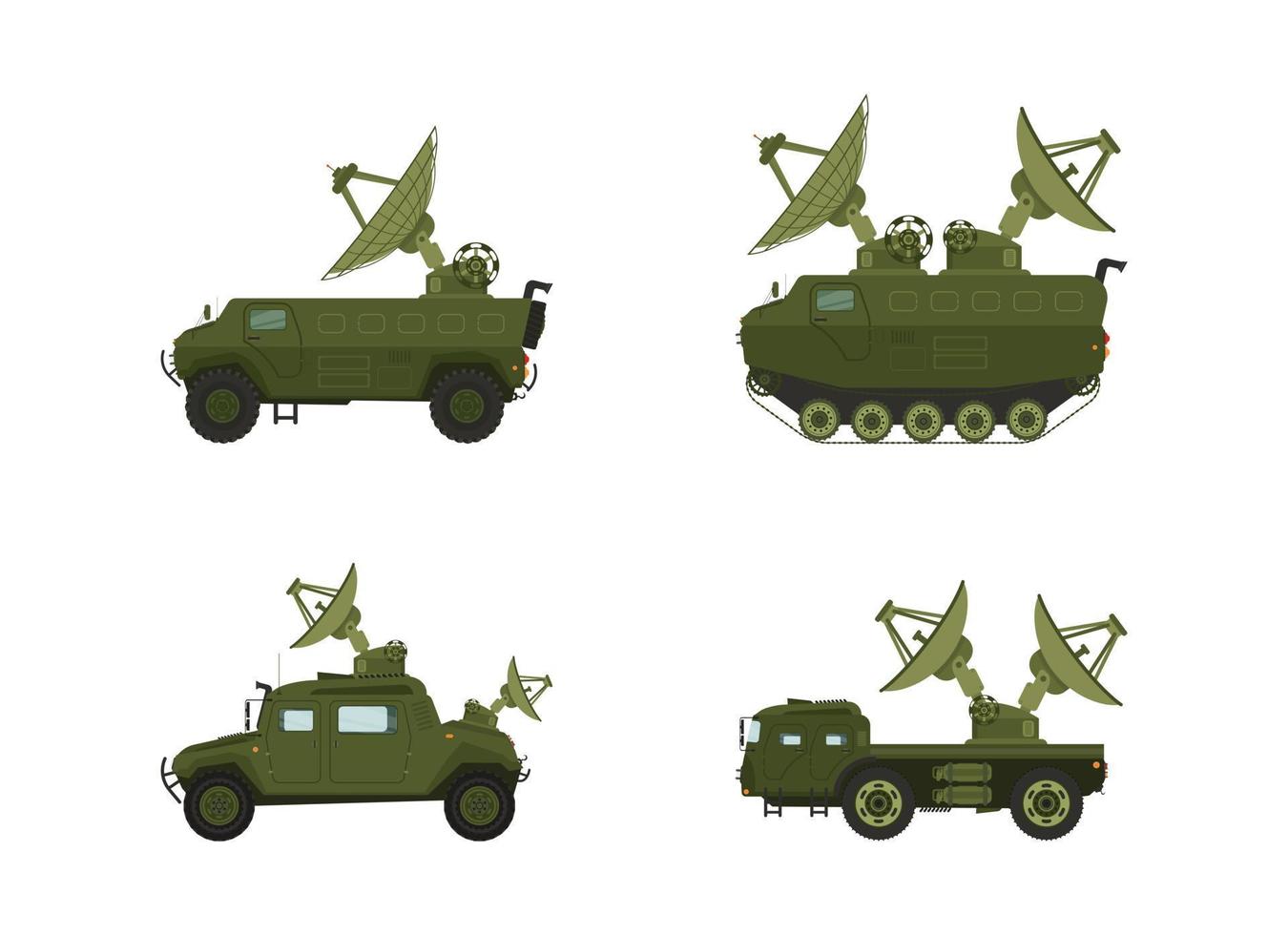 installer des pistolets radar. la diffusion, les communications par satellite. antennes, récepteurs, communication avec le siège. illustration vectorielle vecteur