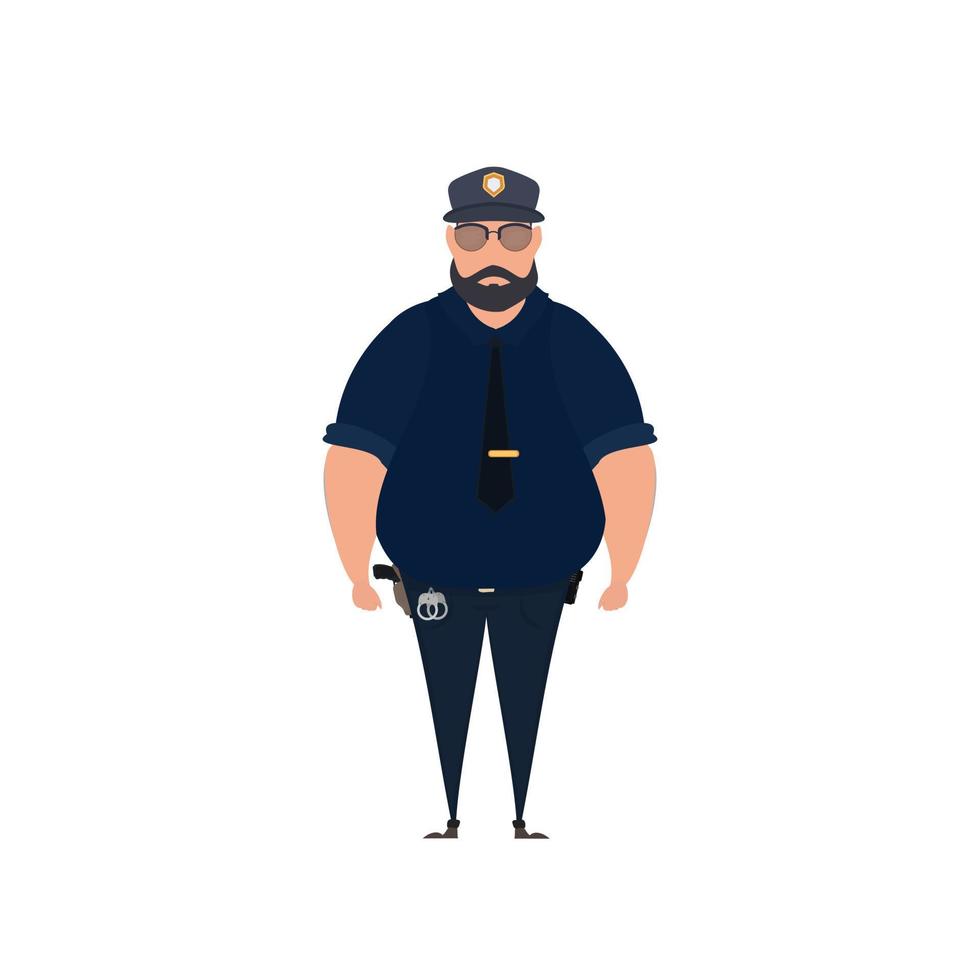 policier en uniforme debout devant. concept de personnes de profession. travail au poste de police. illustration de personnage de vecteur de policier isolé sur fond blanc.