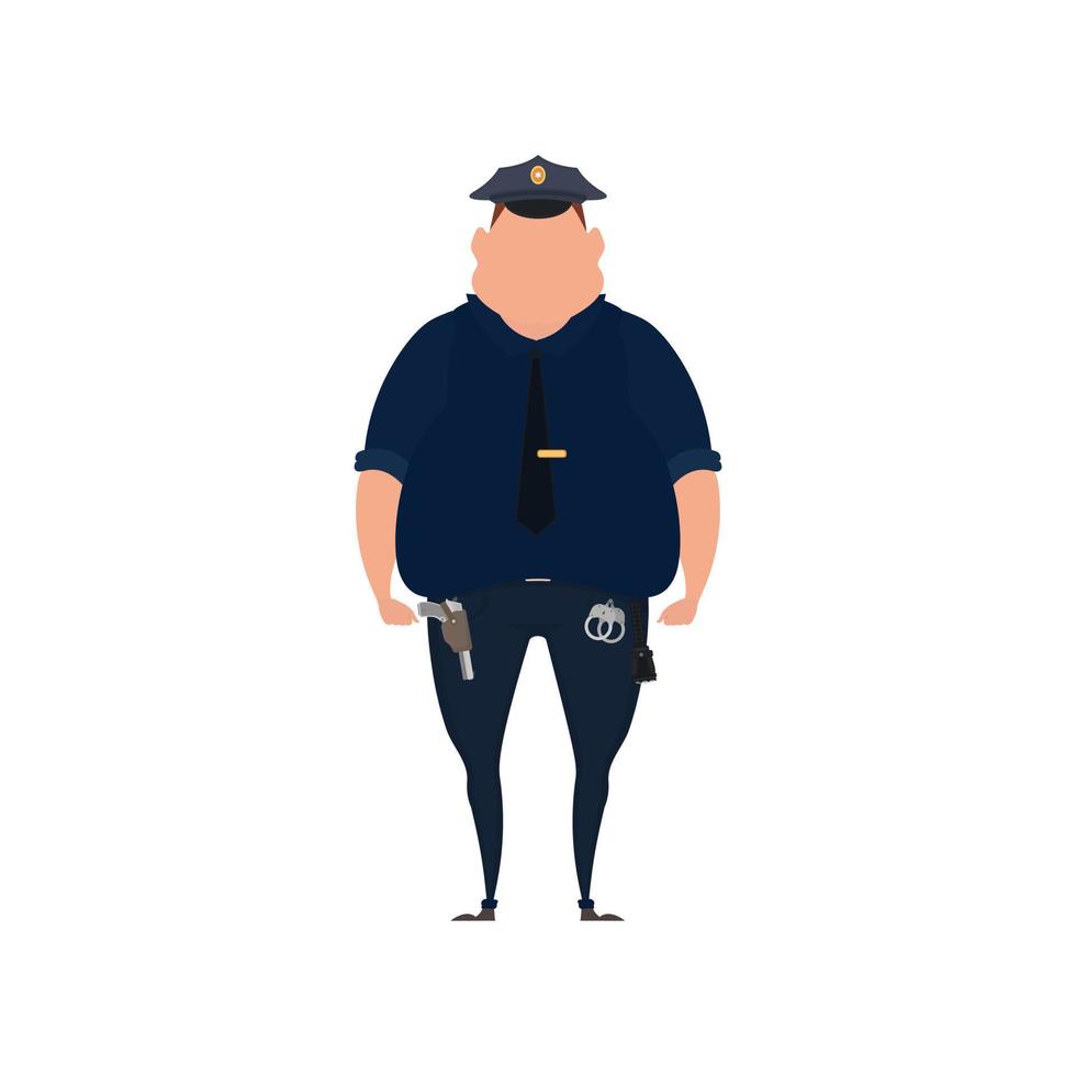 vecteur de policier. profession de policier, personnage de garde de flic ou icône plate d'homme de sécurité isolé sur fond blanc. patrouilleur en illustration uniforme