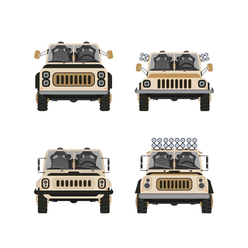 définir l'illustration vectorielle de voiture de chasseur dans un style plat. véhicule de voyage et de loisirs isolé sur fond blanc. vecteur