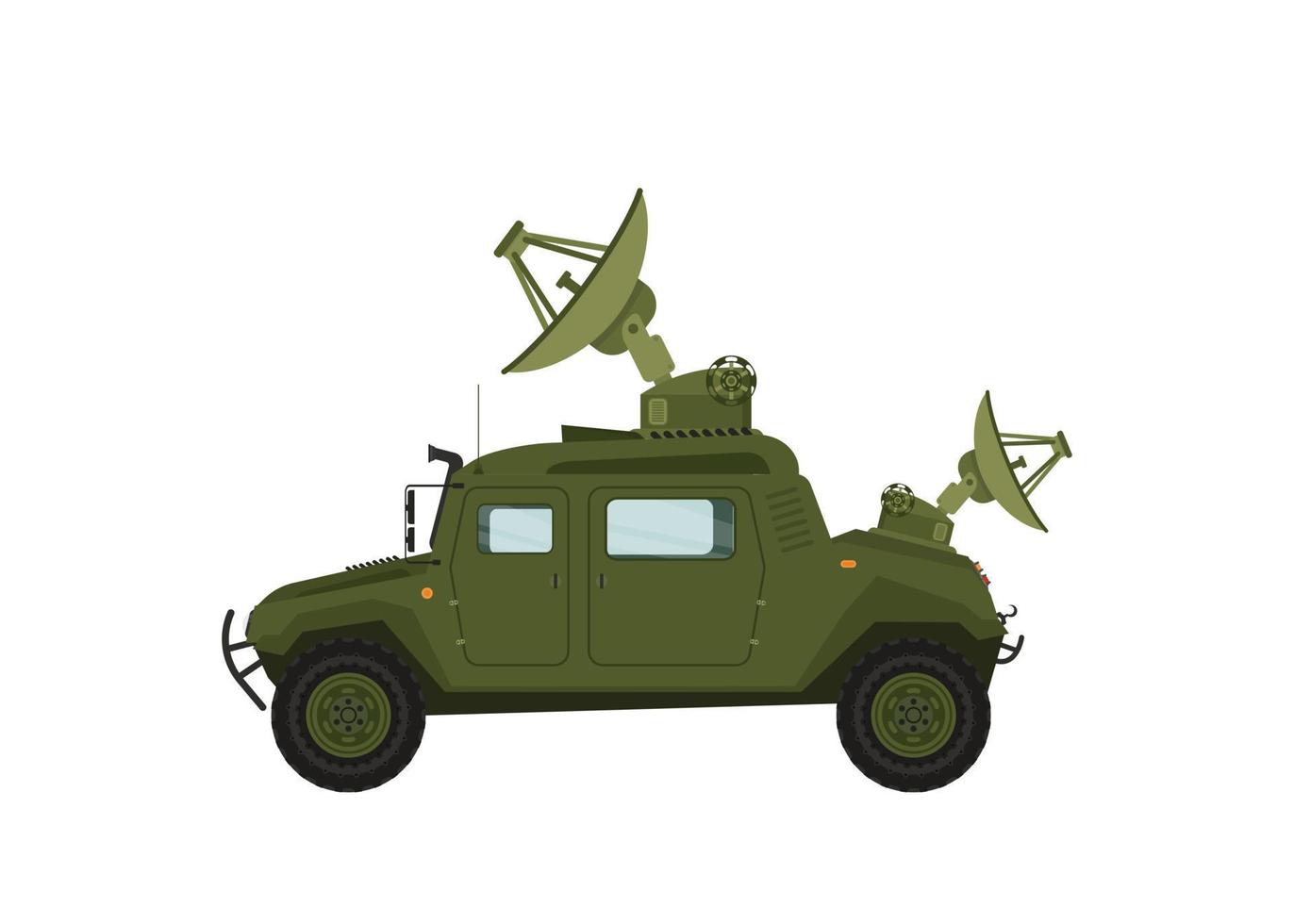 pistolets radars. la diffusion, les communications par satellite. antennes, récepteurs, communication avec le siège. déterminer les positions ennemies. équipement militaire spécial. véhicule tout terrain, poids lourds. vecteur