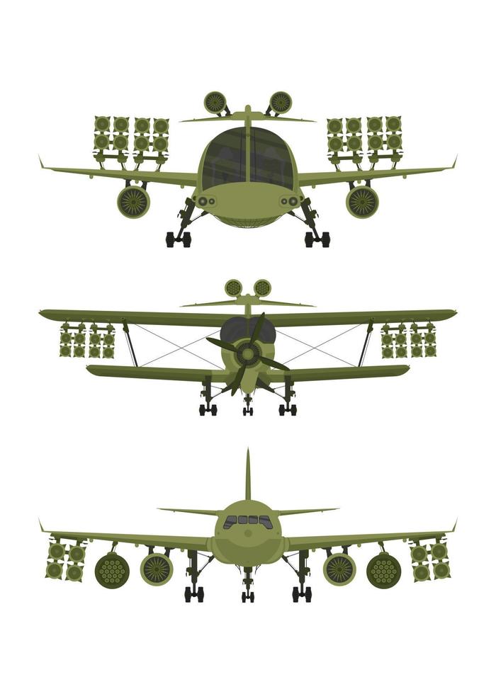 set fighter, avion militaire avec missiles à bord. illustration isolé sur fond blanc. vecteur