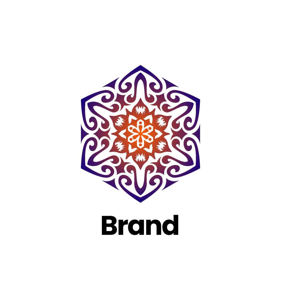 création de logo de mandala de fleurs. logo de motif de fleurs florales. motif de fleur de beauté. logo flocon de neige. création de logo d'ornement abstrait. logo mandala pour spa, identité de l'entreprise de yoga. vecteur