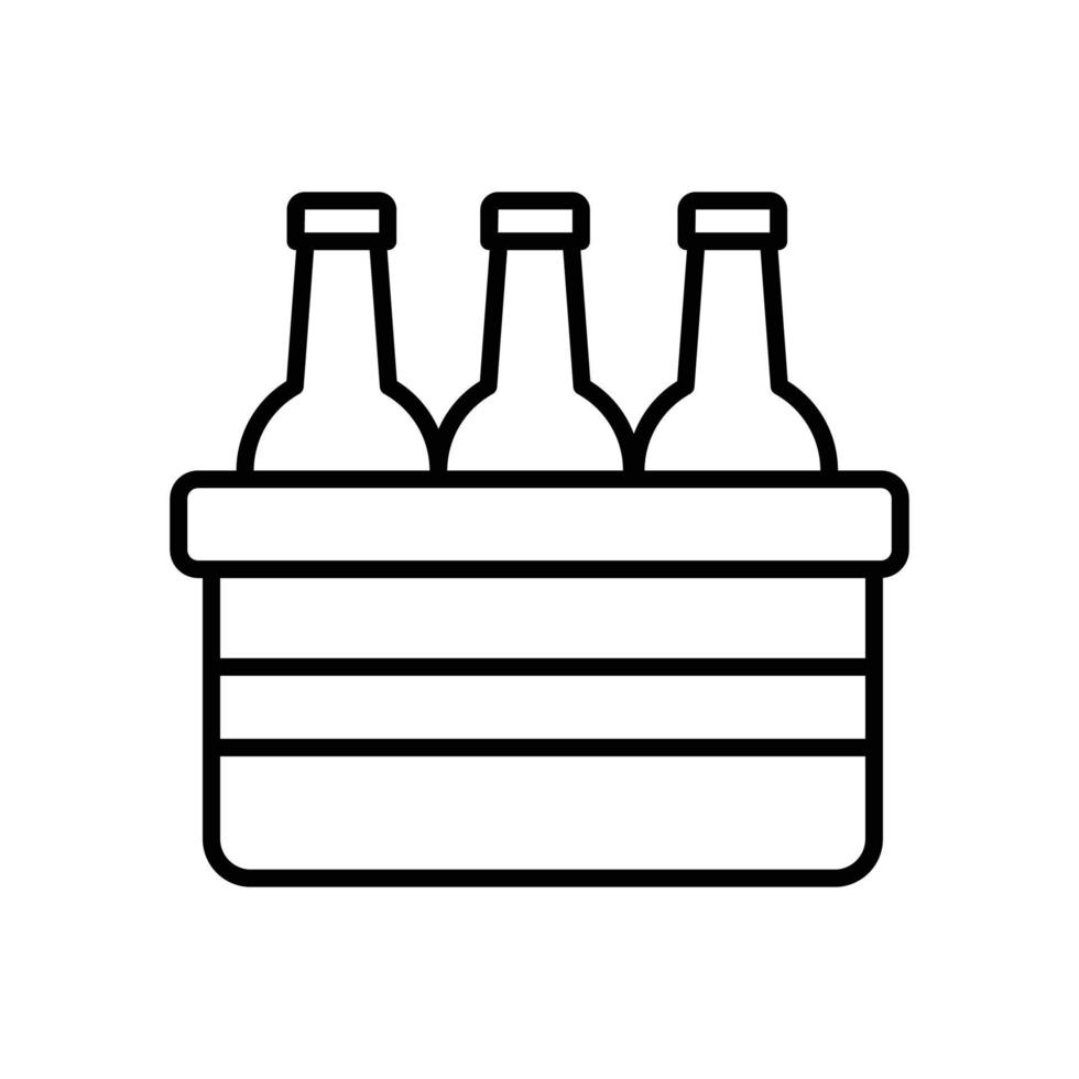 icône de contour de vecteur de bouteille de bière avec illustration de style d'arrière-plan. fichier eps 10 de symbole de camping et de plein air