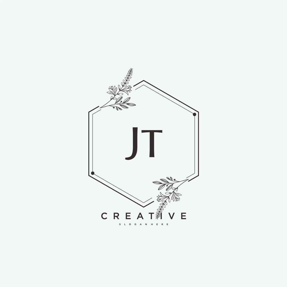 jt beauté vecteur logo initial art, logo manuscrit de la signature initiale, mariage, mode, bijoux, boutique, floral et botanique avec modèle créatif pour toute entreprise ou entreprise.