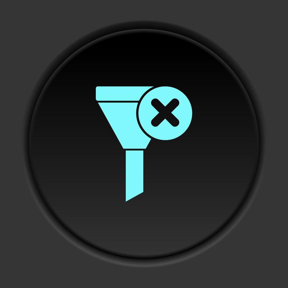 icône de bouton rond, base de données, serveur, entonnoir, vote, non. bannière de bouton rond, interface de badge pour l'illustration de l'application sur fond sombre vecteur