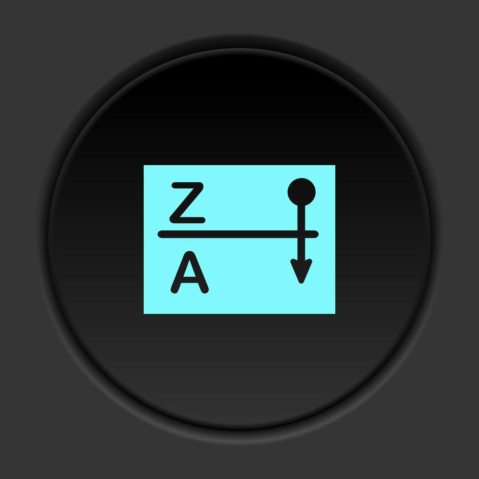 icône de bouton rond, base de données, serveur, tri. bannière de bouton rond, interface de badge pour l'illustration de l'application sur fond sombre vecteur