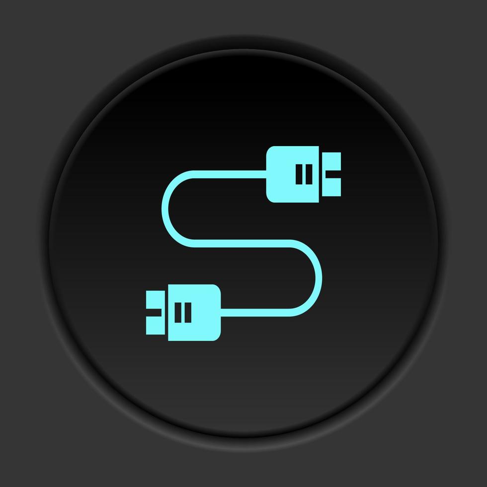 icône de bouton rond, base de données, serveur, plug in. bannière de bouton ronde, interface de badge pour l'illustration de l'application sur fond sombre vecteur