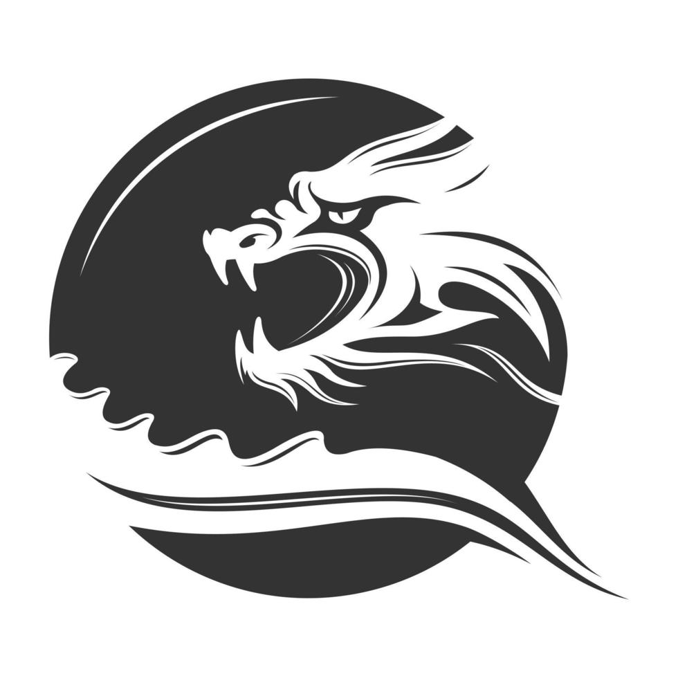 dragon circulaire illustration logo regard pointu conception de vecteur