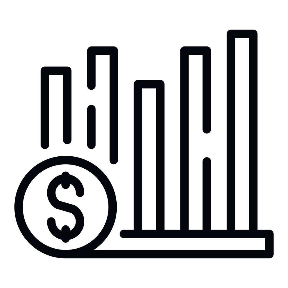 vecteur de contour d'icône de graphique d'argent. littératie financière