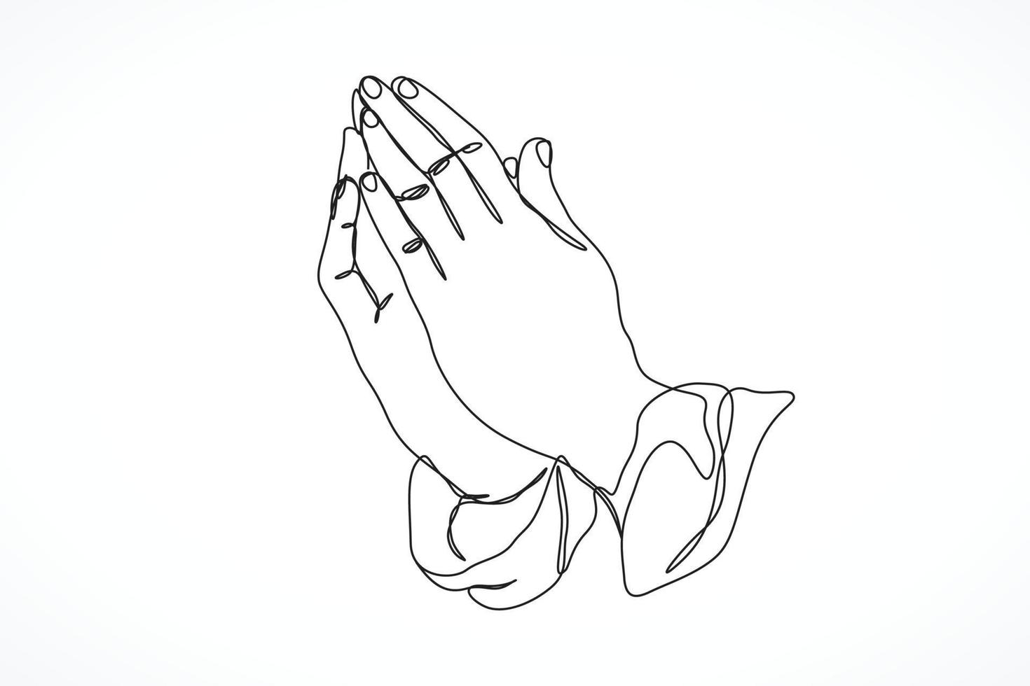 un dessin au trait de la main de prière vecteur