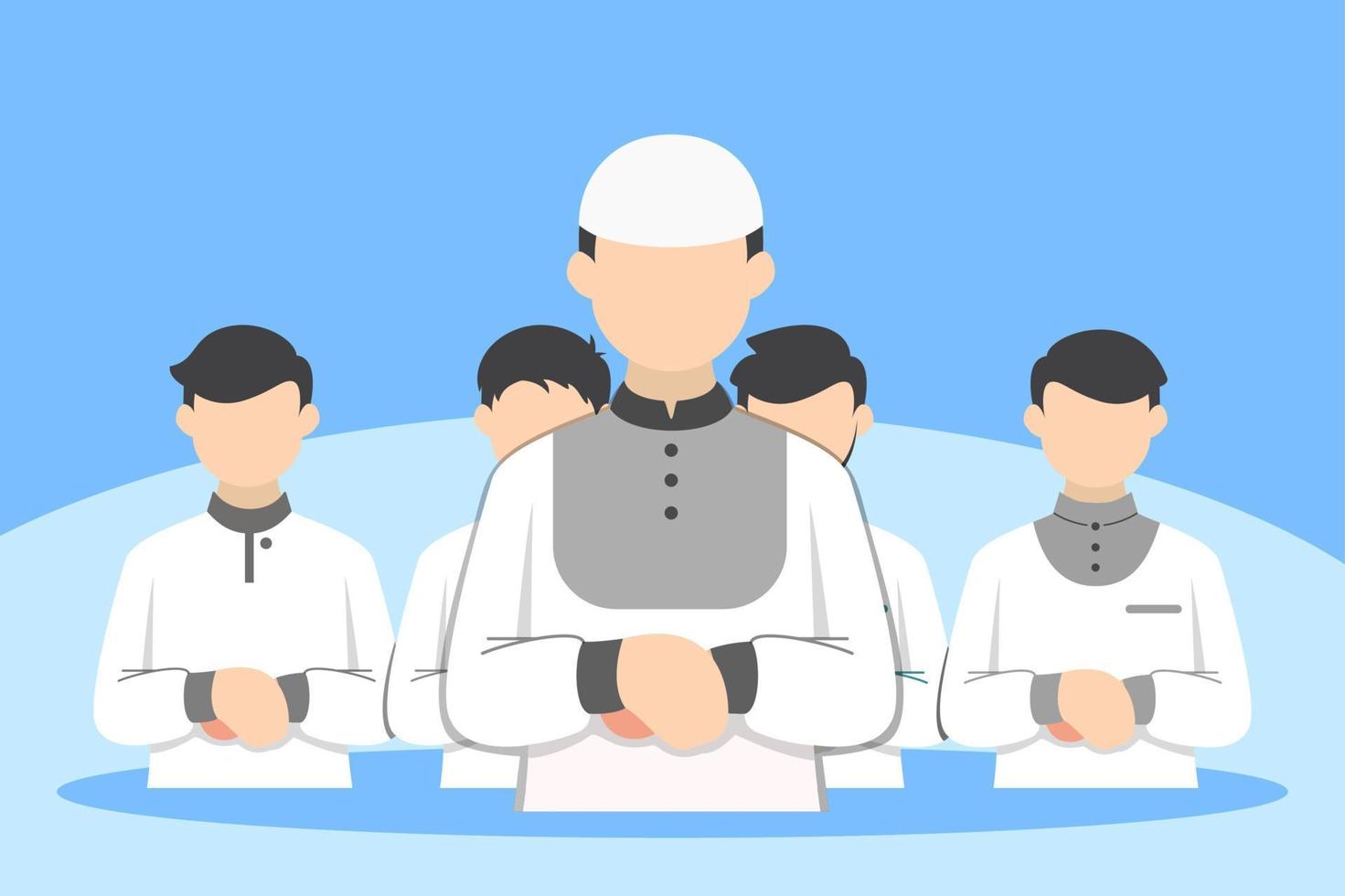 prières musulmanes en congrégation illustration plate vecteur