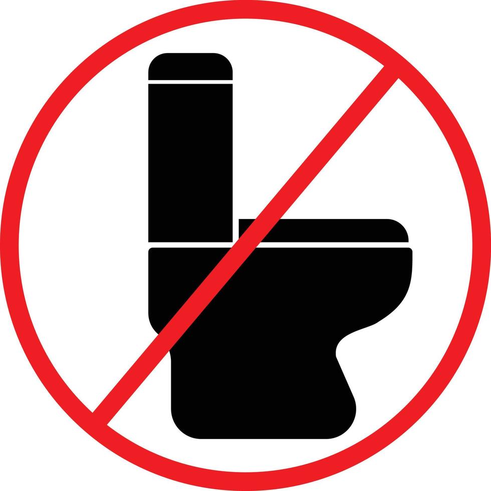 pas de toilettes. restriction, icône de panneau d'avertissement vecteur