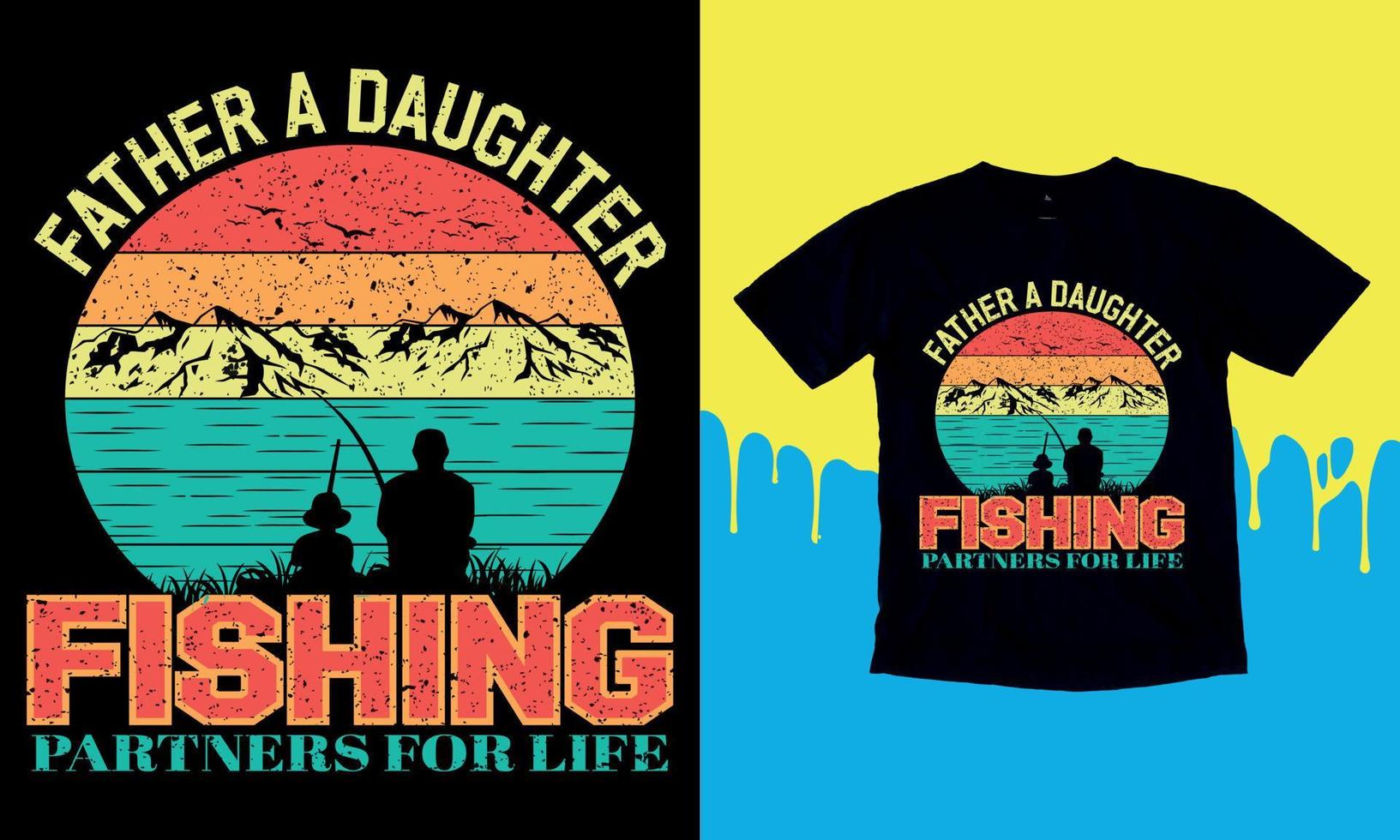 père une fille partenaires de pêche pour la vie - conception de t-shirt de pêche, vecteur de pêche, logo, image vectorielle