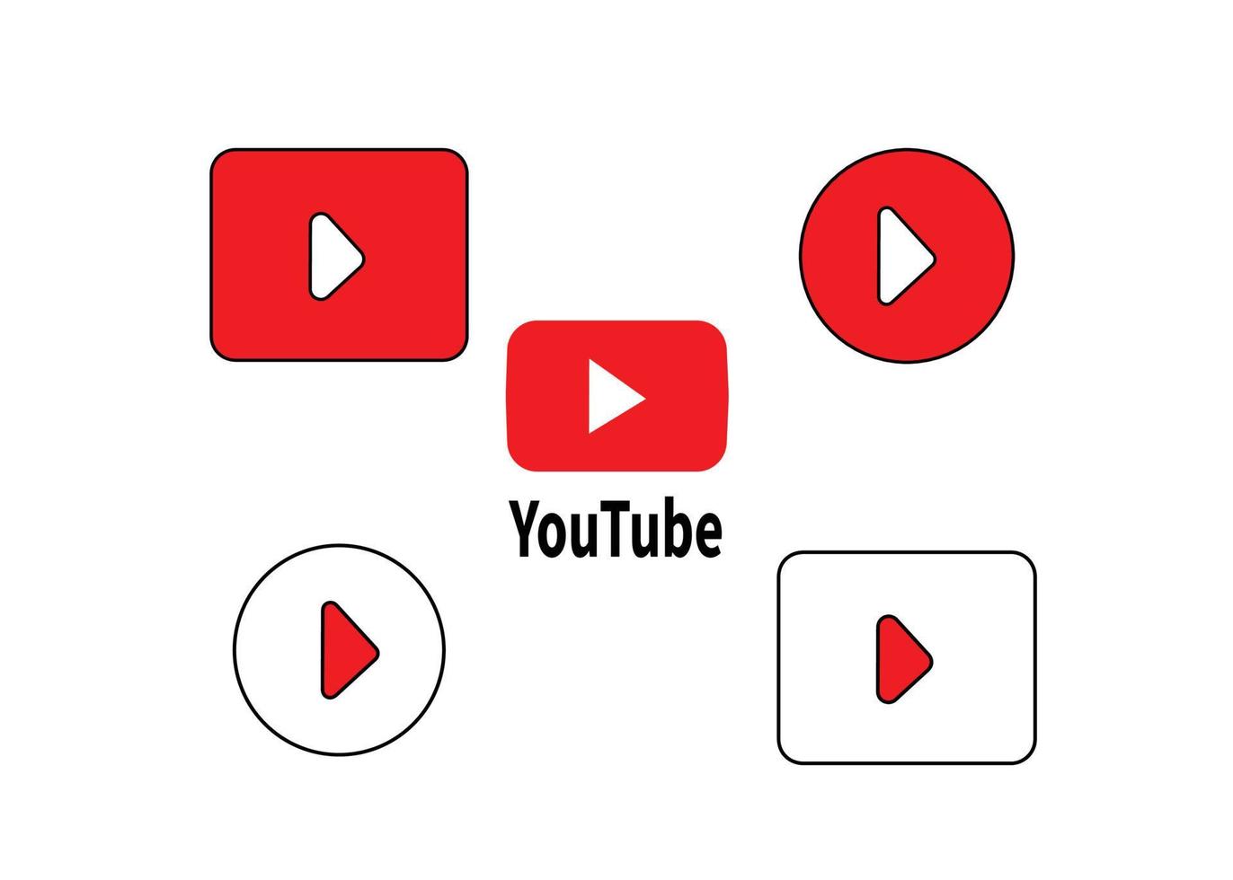 logo youtube et boutons de lecture vecteur