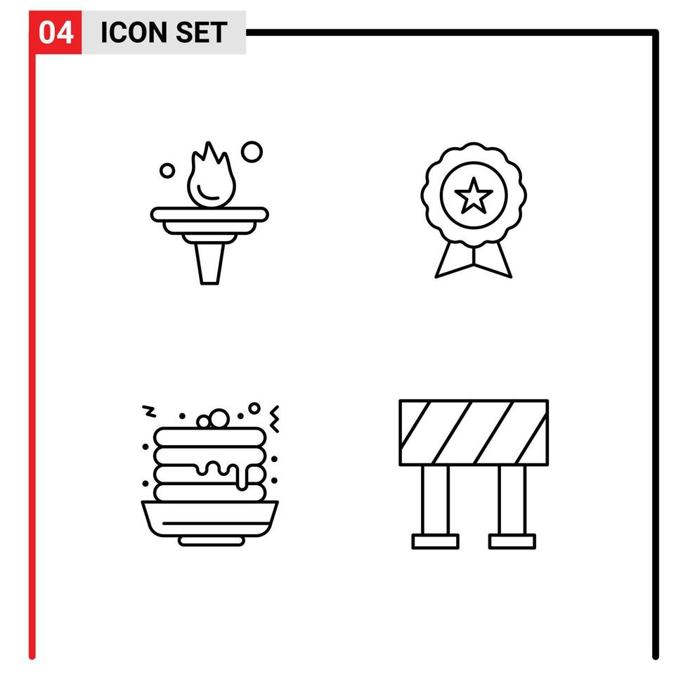 Pack de 4 lignes d'interface utilisateur de signes et symboles modernes de formation de crêpes de carrière finance alimentaire éléments de conception vectoriels modifiables vecteur