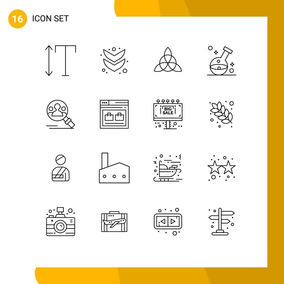 pack d'icônes vectorielles stock de 16 signes et symboles de ligne pour le profil utilisateur fleur trouver des éléments de conception vectoriels modifiables de laboratoire vecteur