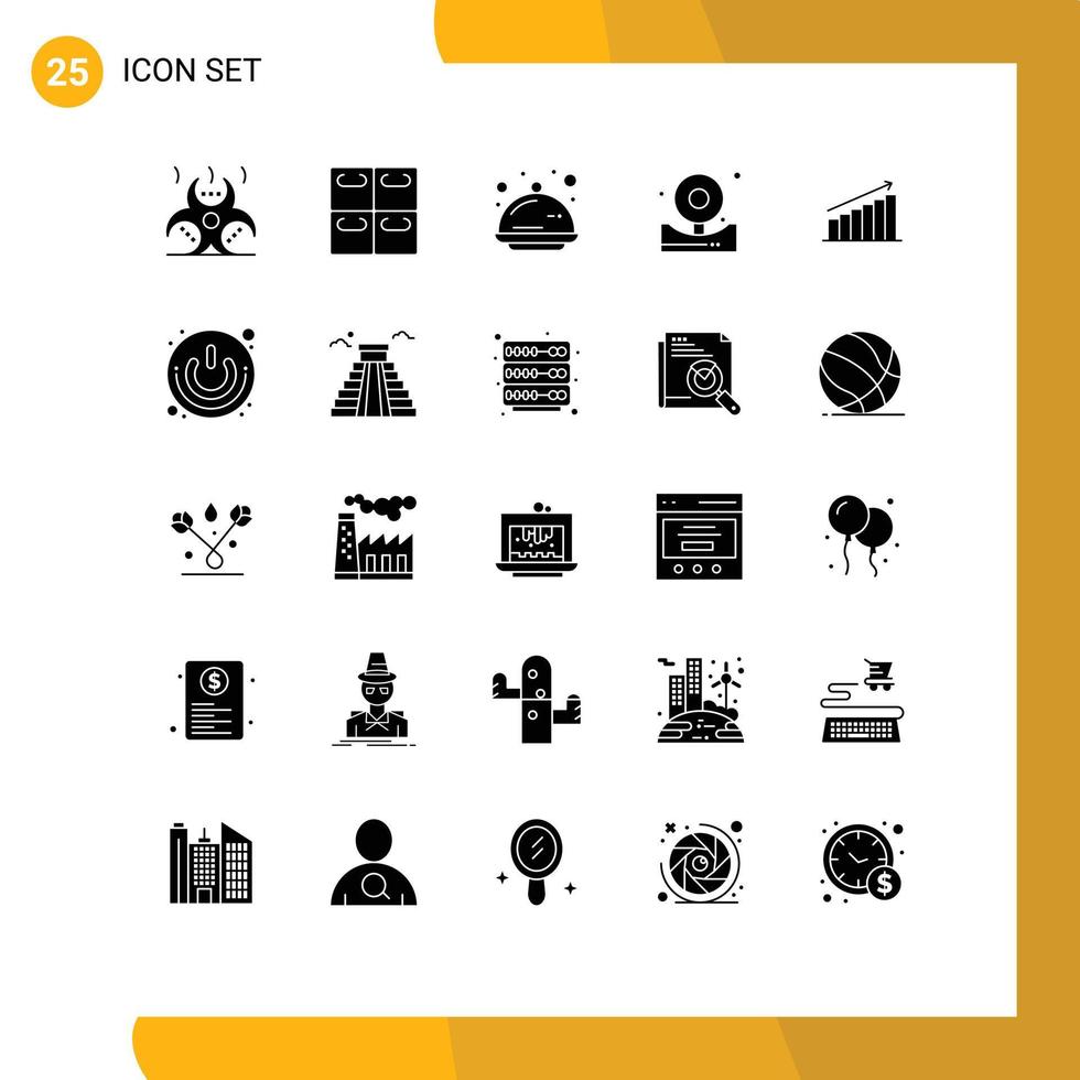 ensemble de 25 symboles d'icônes d'interface utilisateur modernes signes pour graphique alarme de cloche de nourriture éléments de conception vectoriels modifiables vecteur
