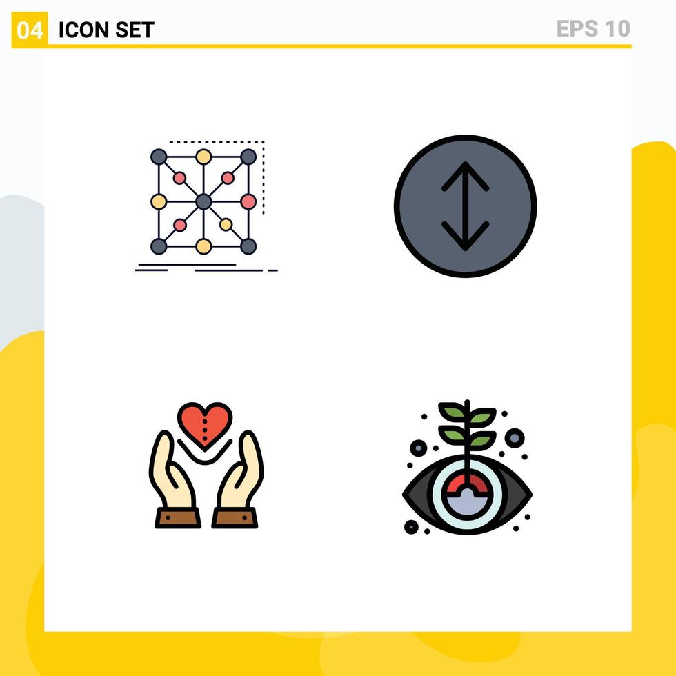 interface mobile filledline couleur plate ensemble de 4 pictogrammes de cluster de sentiments de données développer l'amour éléments de conception vectoriels modifiables vecteur