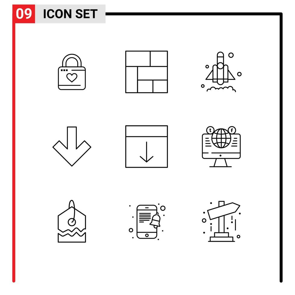 9 concept de contour pour le lancement de la grille de mise en page des sites Web mobiles et des applications organiser les éléments de conception vectoriels modifiables vecteur